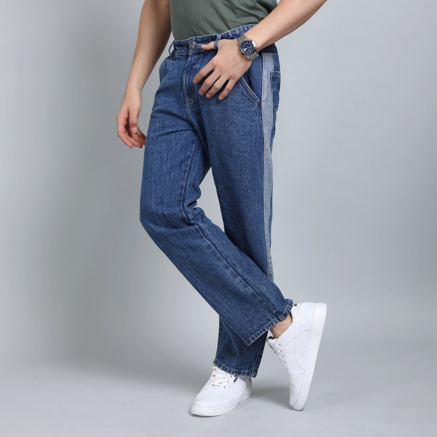 BLUE BAGGY FIT JEAN TEDDY 4790- 1